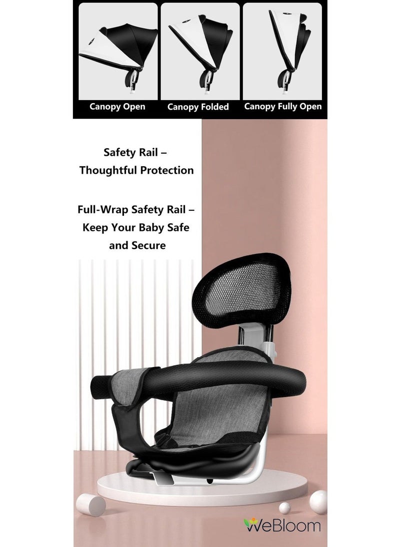 WeBloom Children's Tricycle, 4-in-1 Stroller 2-way Swivel Seat for Toddler Boys and Girls,with Seat Belt,Adjustable Push Handle,Removable Canopy,Toddler Stroller Or Ride-On Bike with Dual Safety Brakes for 8 Months-6 Years (Black) - Image 4